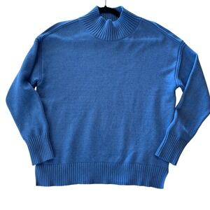 Magaschoni Cornflower Blue Mock Neck Viscose Blend Pullover Sweater Small